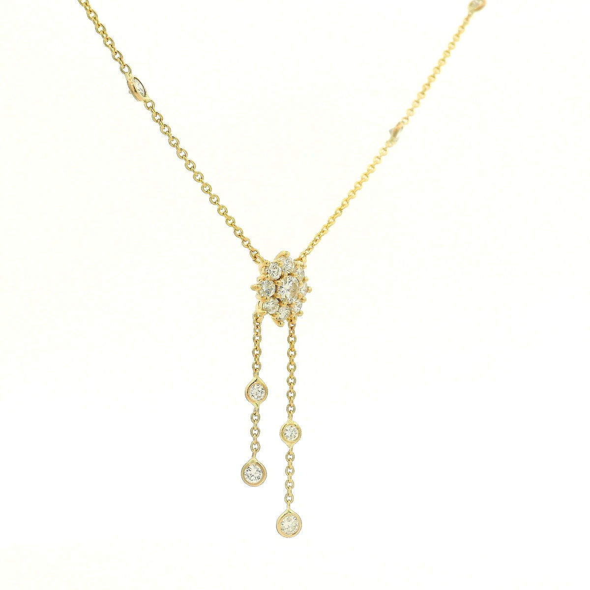 Custom Diamond Cluster Pendant WIth Diamonds By Thee Yard Chain & Dangles