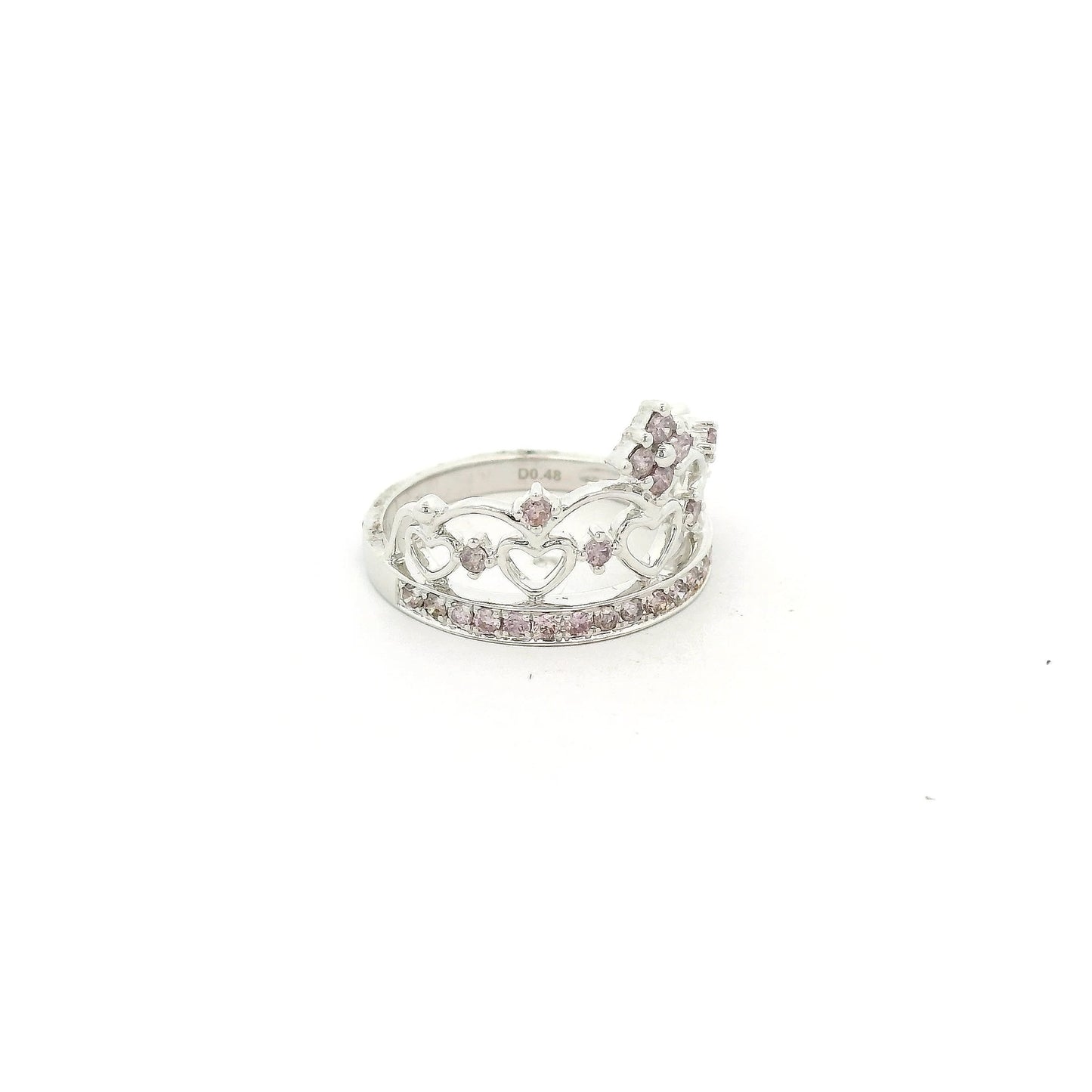 A White Gold Crown Ring with natural Fancy Pink Diamonds at Forever Rox Fine Jewelry, Lake Tahoes Best Jewelry Store