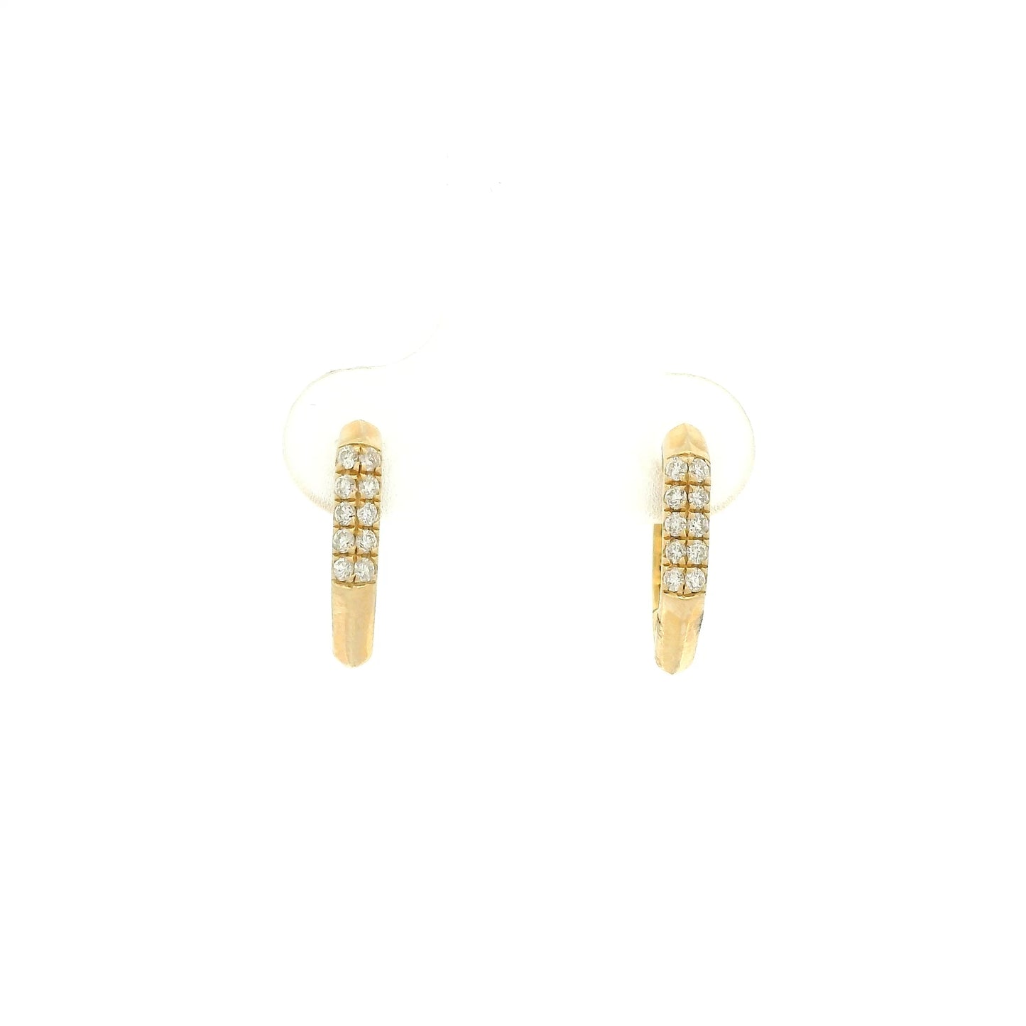 A Pair of Yellow Gold Hoop Earrings with two rows of natural diamonds at Forever Rox Fine Jewelry, Lake Tahoes Best Jewelry Store
