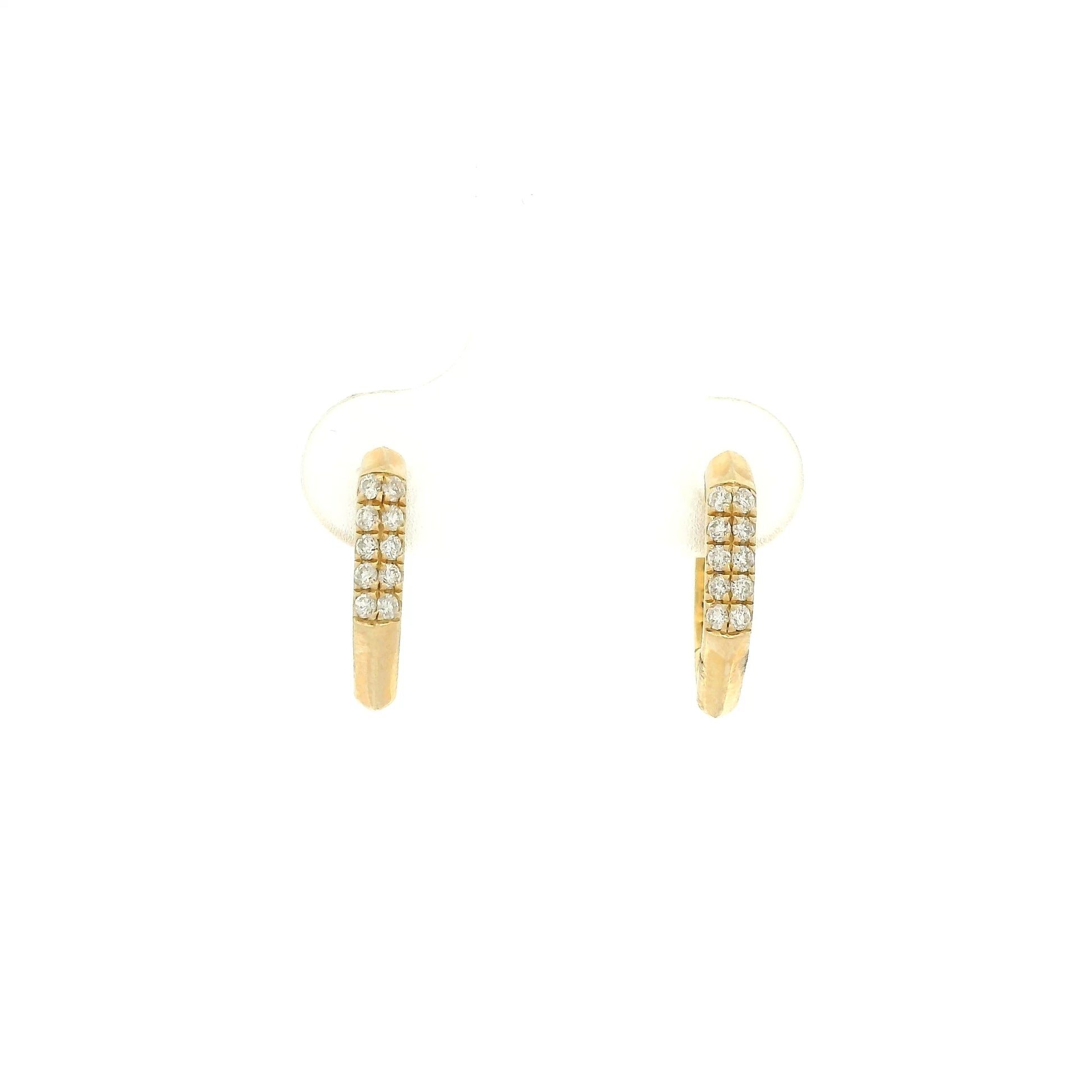 A Pair of Yellow Gold Hoop Earrings with two rows of natural diamonds at Forever Rox Fine Jewelry, Lake Tahoes Best Jewelry Store
