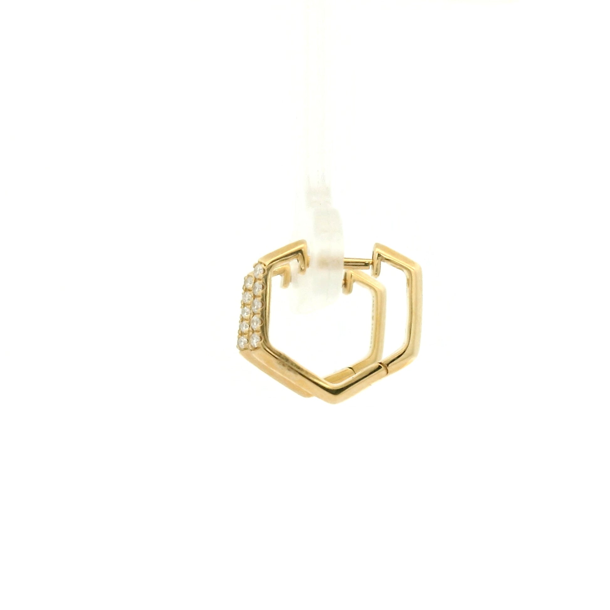A Pair of Yellow Gold Hoop Earrings with two rows of natural diamonds at Forever Rox Fine Jewelry, Lake Tahoes Best Jewelry Store
