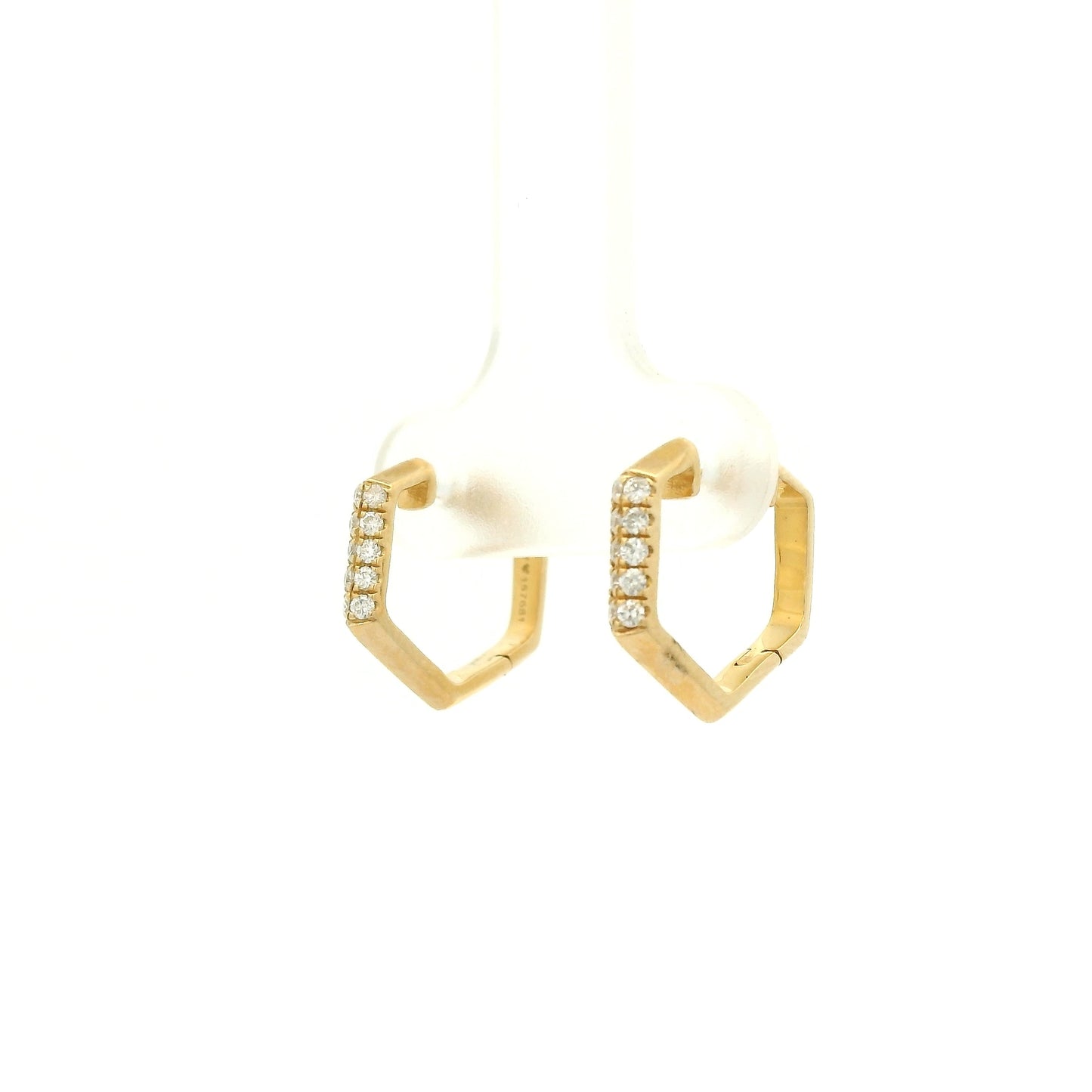 A Pair of Yellow Gold Hoop Earrings with two rows of natural diamonds at Forever Rox Fine Jewelry, Lake Tahoes Best Jewelry Store
