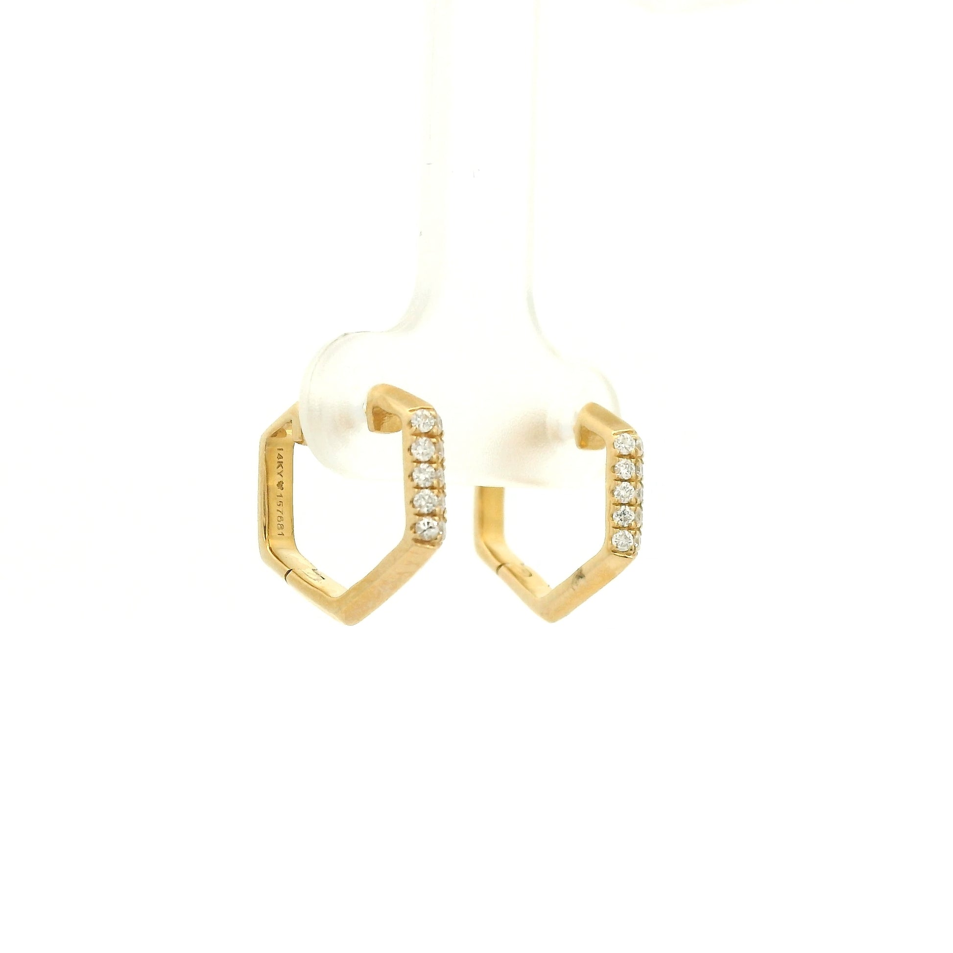 A Pair of Yellow Gold Hoop Earrings with two rows of natural diamonds at Forever Rox Fine Jewelry, Lake Tahoes Best Jewelry Store