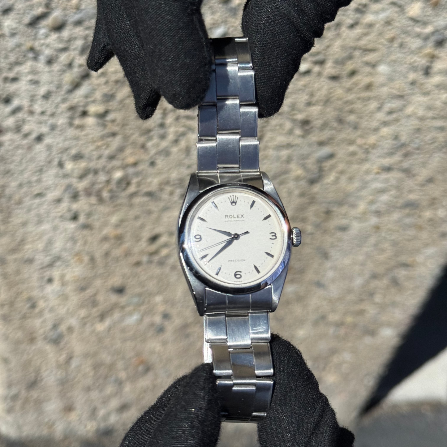 1953 Rolex Oyster Perpetual Ref. 6298 “Pre-Explorer” 36mm Stainless Steel Bubbleback w/ Original Rivet Oyster Bracelet Original 3,6,9 Dial.