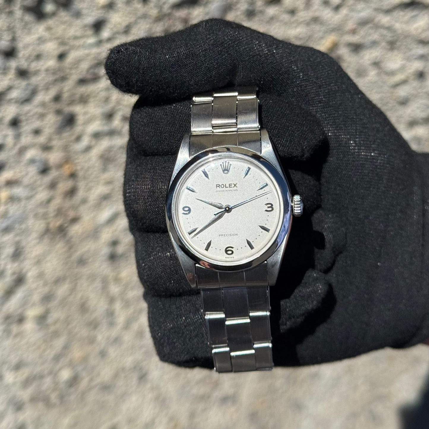 1953 Rolex Oyster Perpetual Ref. 6298 “Pre-Explorer” 36mm Stainless Steel Bubbleback w/ Original Rivet Oyster Bracelet Original 3,6,9 Dial.