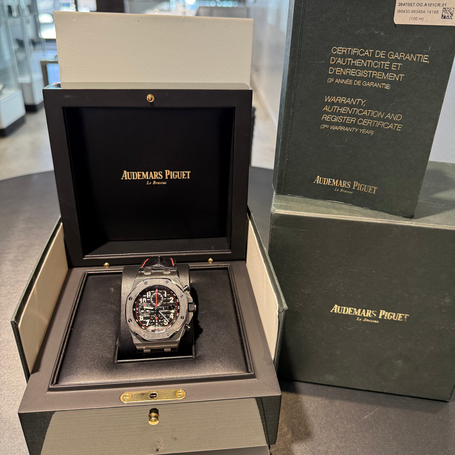 2017 Audemars Piguet Royal Oak Offshore Vampire Stainless Steel Leather Strap Ref. 26470ST.OO.A101CR.01 at Forever Rox Fine Jewelry, The Best Jewelry Store in Lake Tahoe