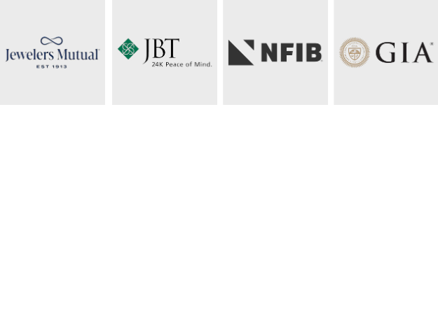 https://www.nfib.com/ https://www.jewelersboard.com/ https://www.gia.edu/ https://www.jewelersmutual.com/ logos 