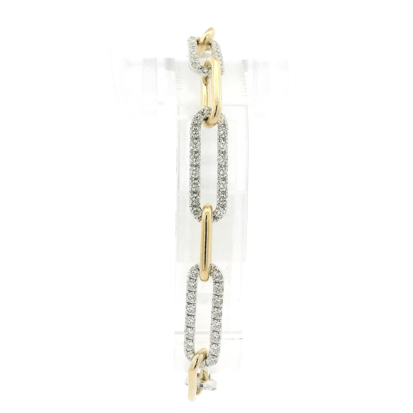 A Two Tone Gold Paperclip Bracelet with natrual Diamond links at Forever Rox Fine Jewelry, Lake Tahoes Best Jewelry Store