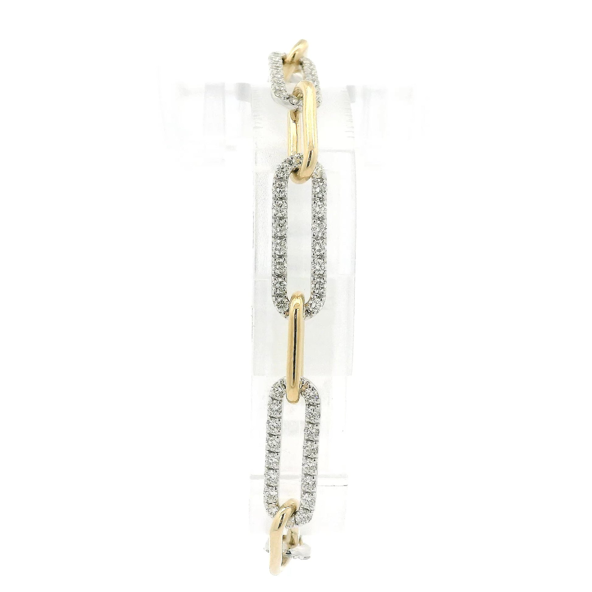 A Two Tone Gold Paperclip Bracelet with natrual Diamond links at Forever Rox Fine Jewelry, Lake Tahoes Best Jewelry Store