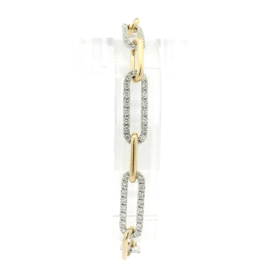 A Two Tone Gold Paperclip Bracelet with natrual Diamond links at Forever Rox Fine Jewelry, Lake Tahoes Best Jewelry Store