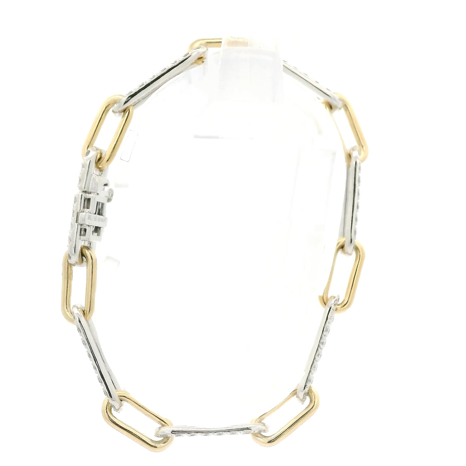 A Two Tone Gold Paperclip Bracelet with natrual Diamond links at Forever Rox Fine Jewelry, Lake Tahoes Best Jewelry Store