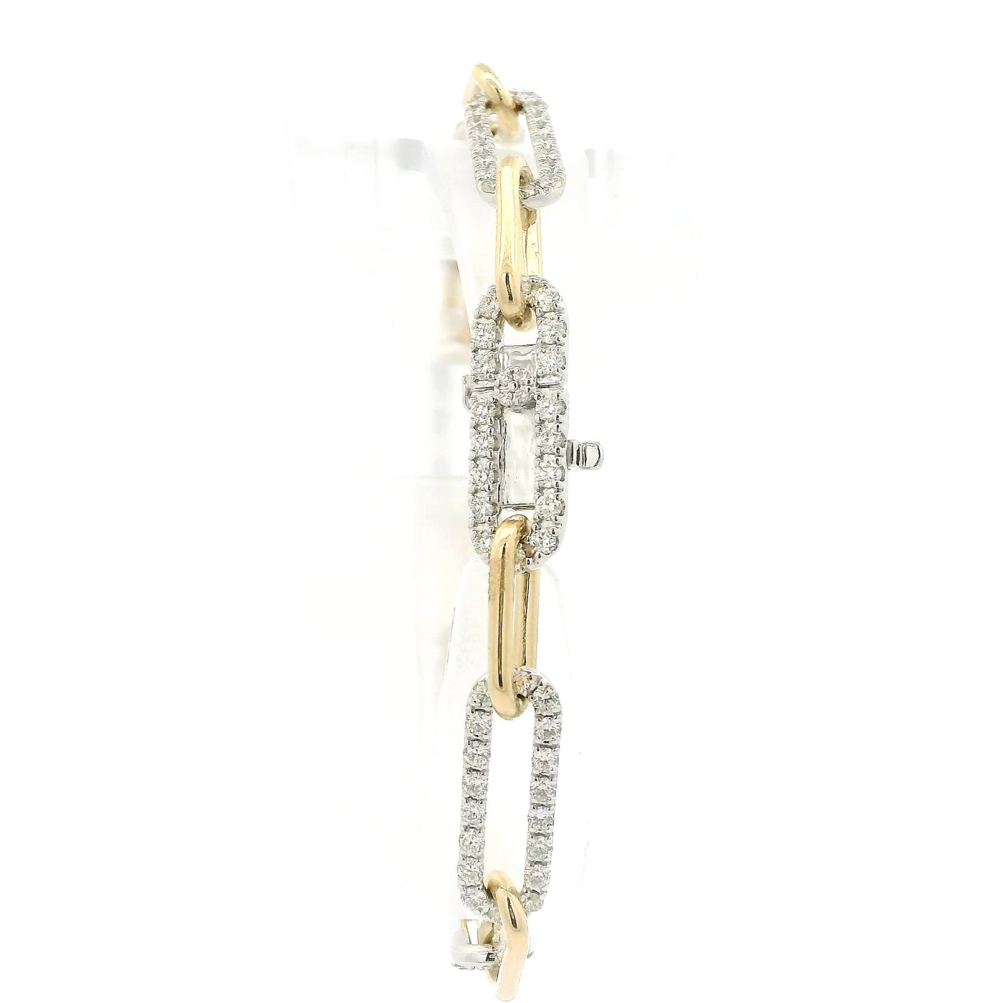 A Two Tone Gold Paperclip Bracelet with natrual Diamond links at Forever Rox Fine Jewelry, Lake Tahoes Best Jewelry Store
