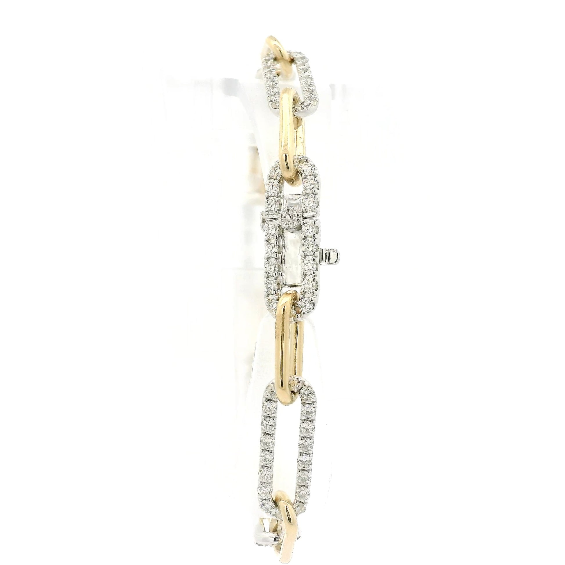A Two Tone Gold Paperclip Bracelet with natrual Diamond links at Forever Rox Fine Jewelry, Lake Tahoes Best Jewelry Store