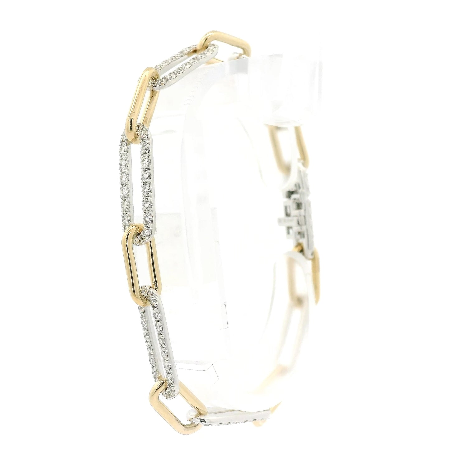 A Two Tone Gold Paperclip Bracelet with natrual Diamond links at Forever Rox Fine Jewelry, Lake Tahoes Best Jewelry Store
