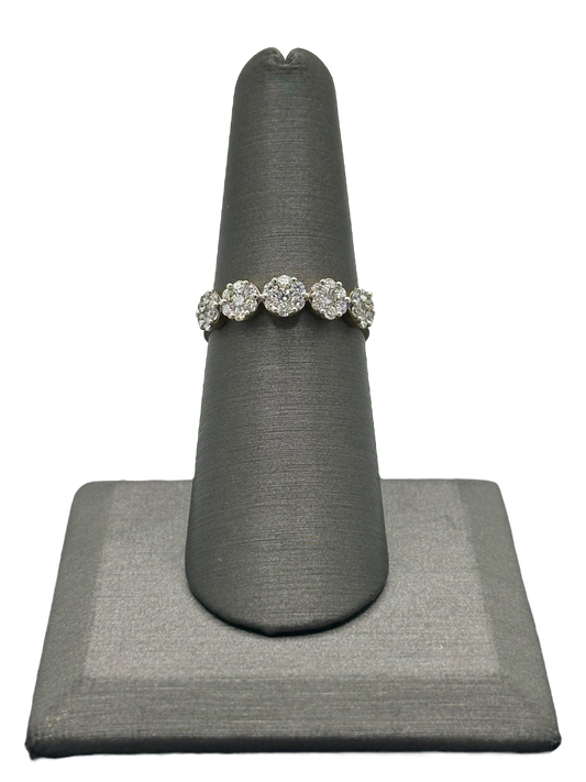 Five Section Diamond Cluster Ring