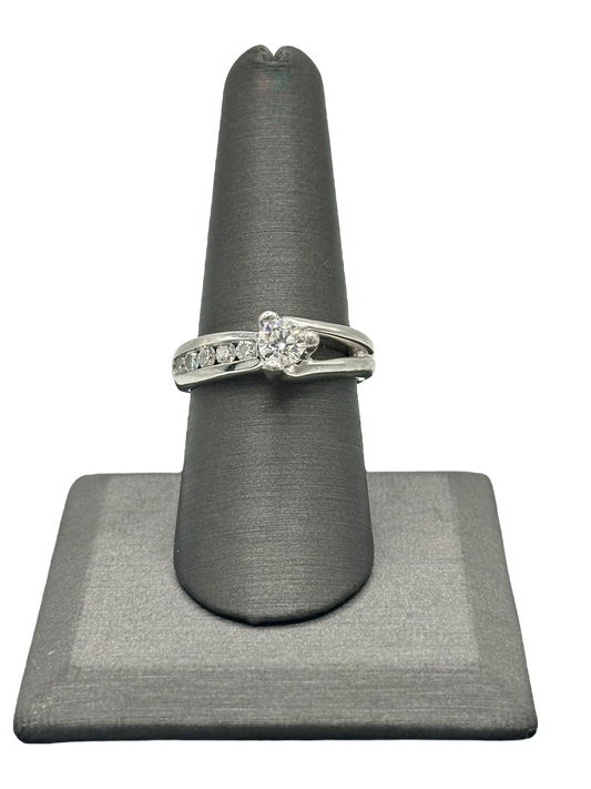 Diamond Bridal Ring With Stones Down One Side of the Shank