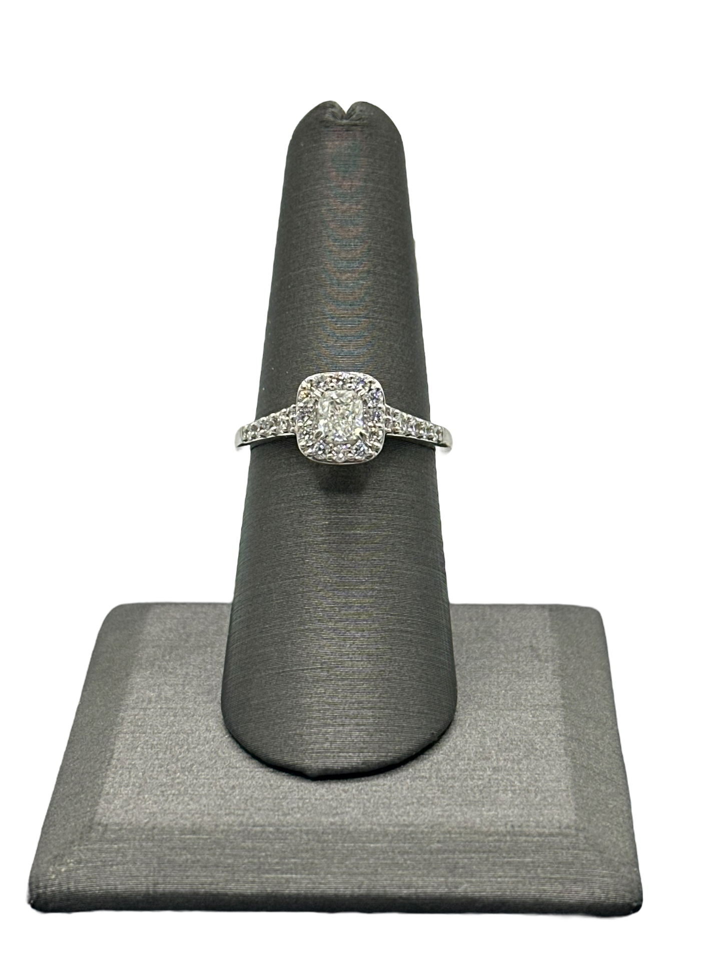 Cushion Cut Diamond Bridal Ring With Diamonds Down Shank