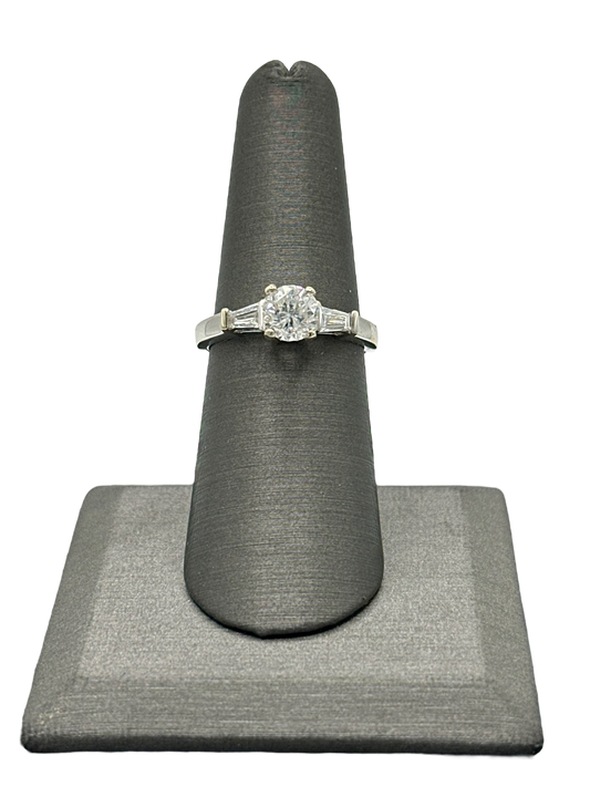 Round Diamond Bridal Ring With Two Graduated Baguettes