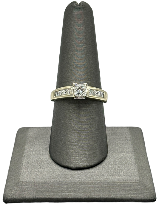 Princess Cut Diamond Bridal Ring With China Set Princess Cut Diamonds Down Shank