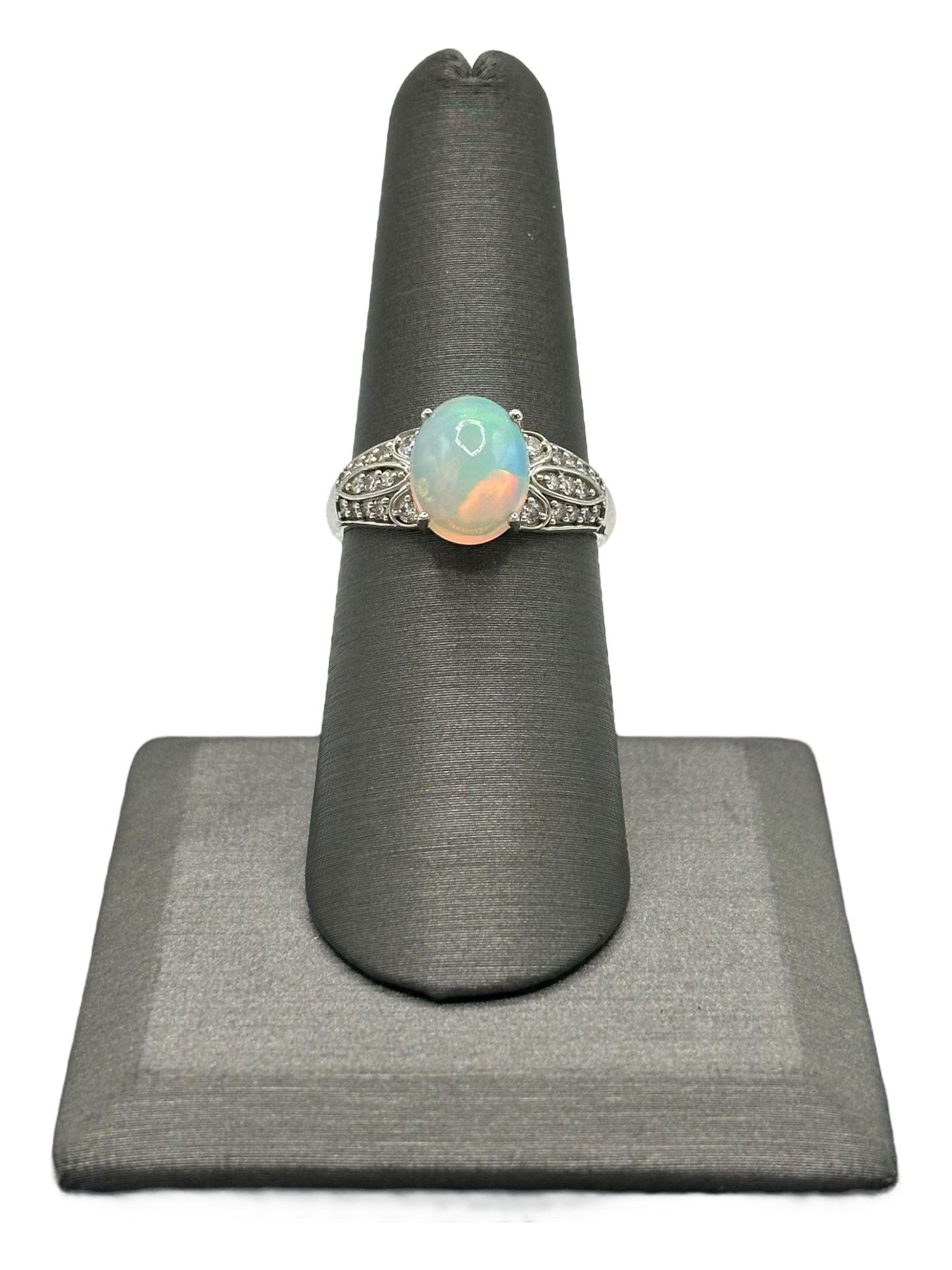 Ethiopian Opal Ring With Diamonds on Shank