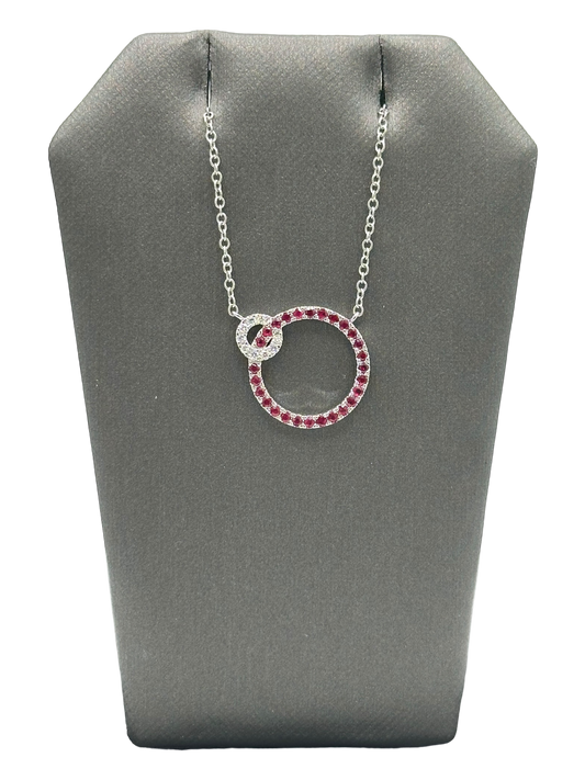 Ruby & Diamond Overlapping Circle Pendant