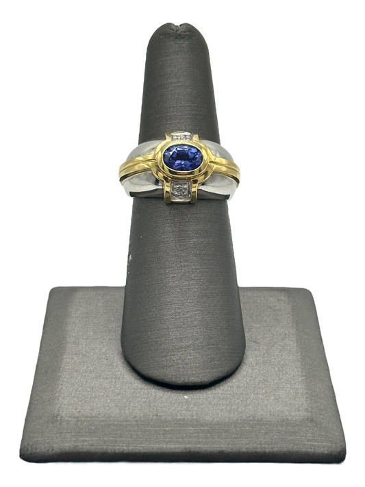 Two Tone Tanzanite Ring With Diamonds