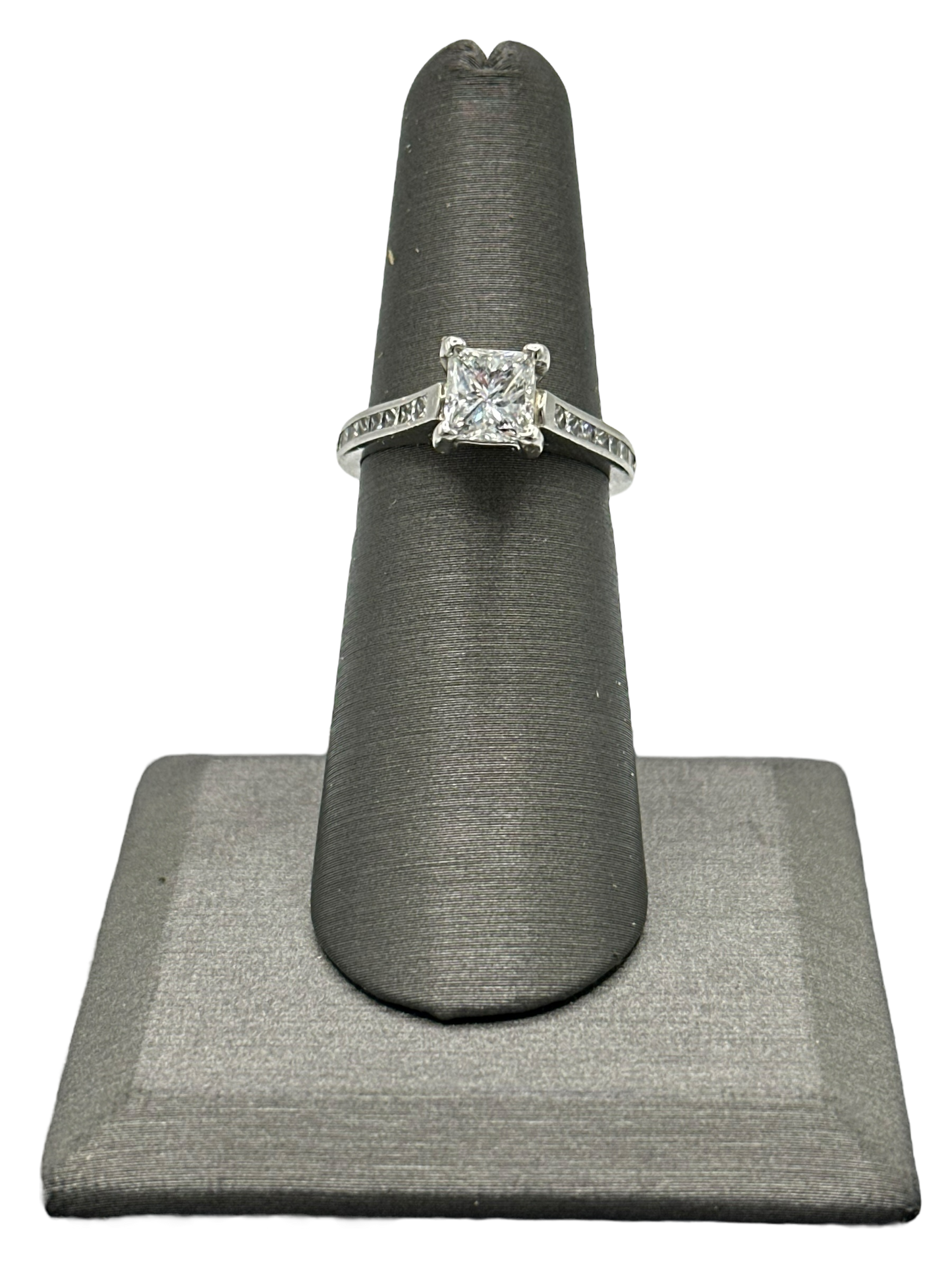 Princess Cut Diamond Bridal Ring With Channel Set Princess Cut Diamonds Down Shank