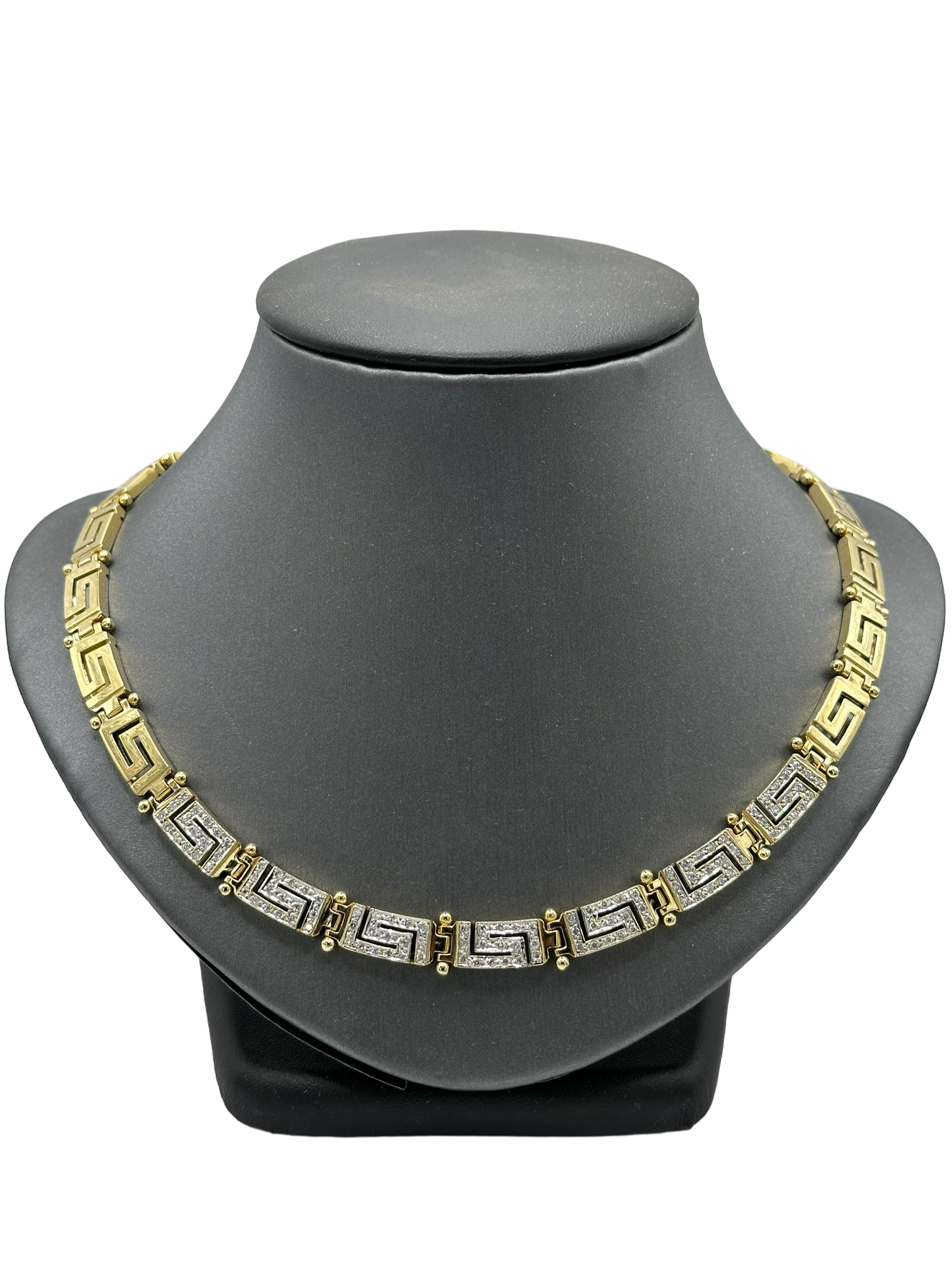 Diamond Egyptian/Greek Key Design Necklace