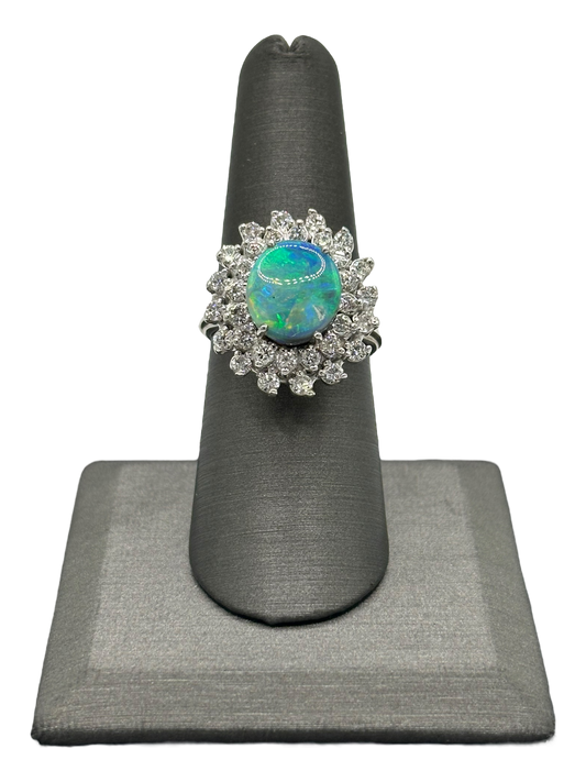 Black Opal Ring With Diamonds