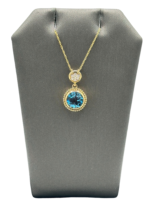 Blue Topaz & Diamond Pendant