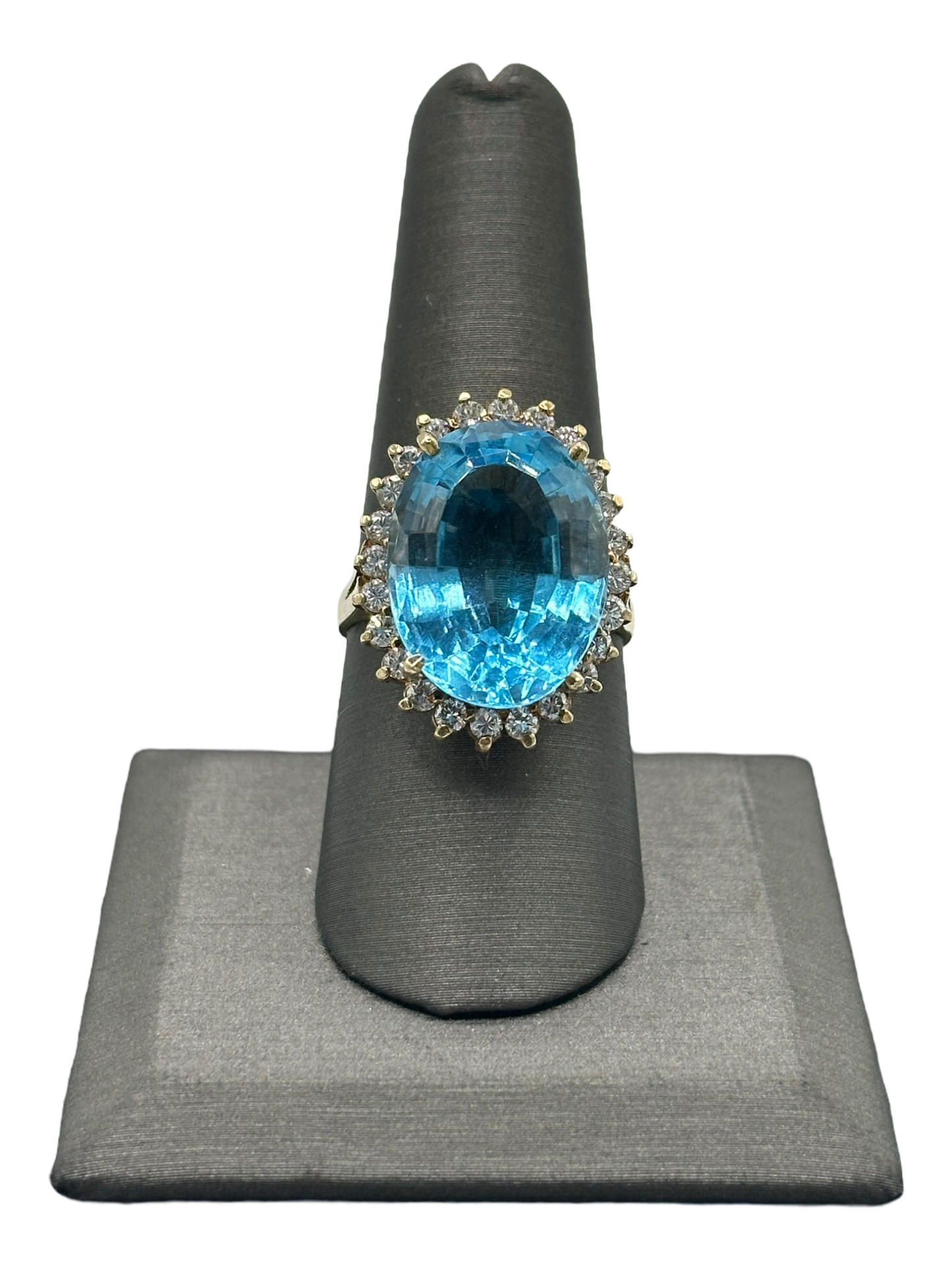 Blue Topaz Ring With Diamonds