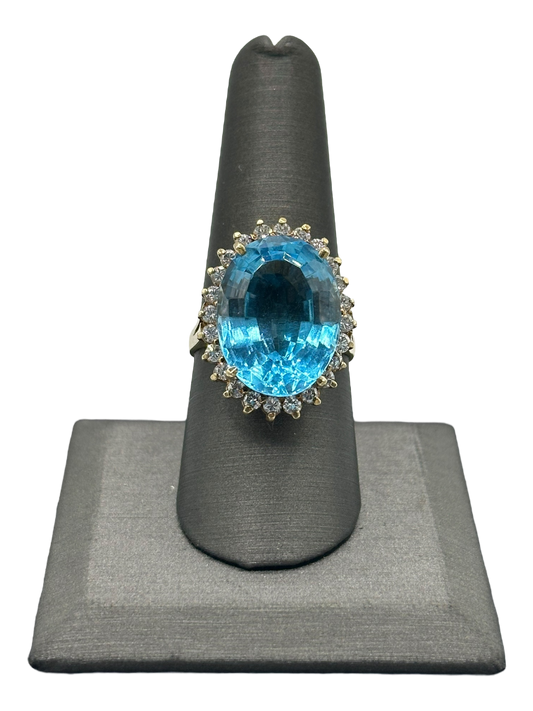 Blue Topaz Ring With Diamonds