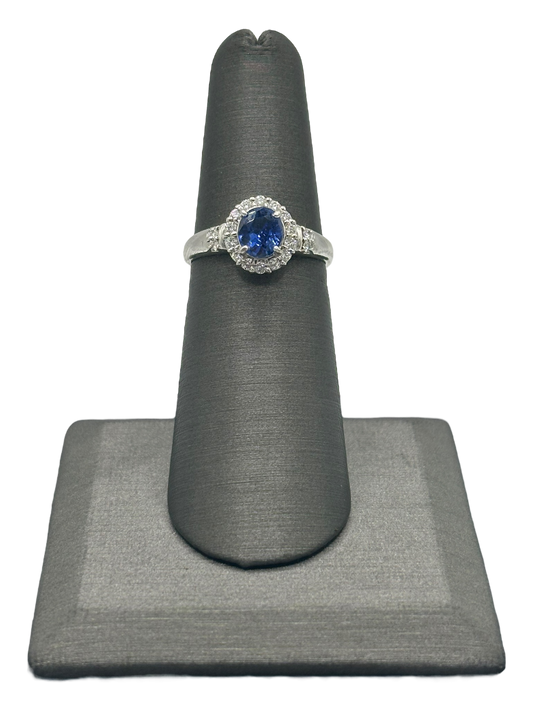 Oval Ceylon Sapphire & Diamond Ring