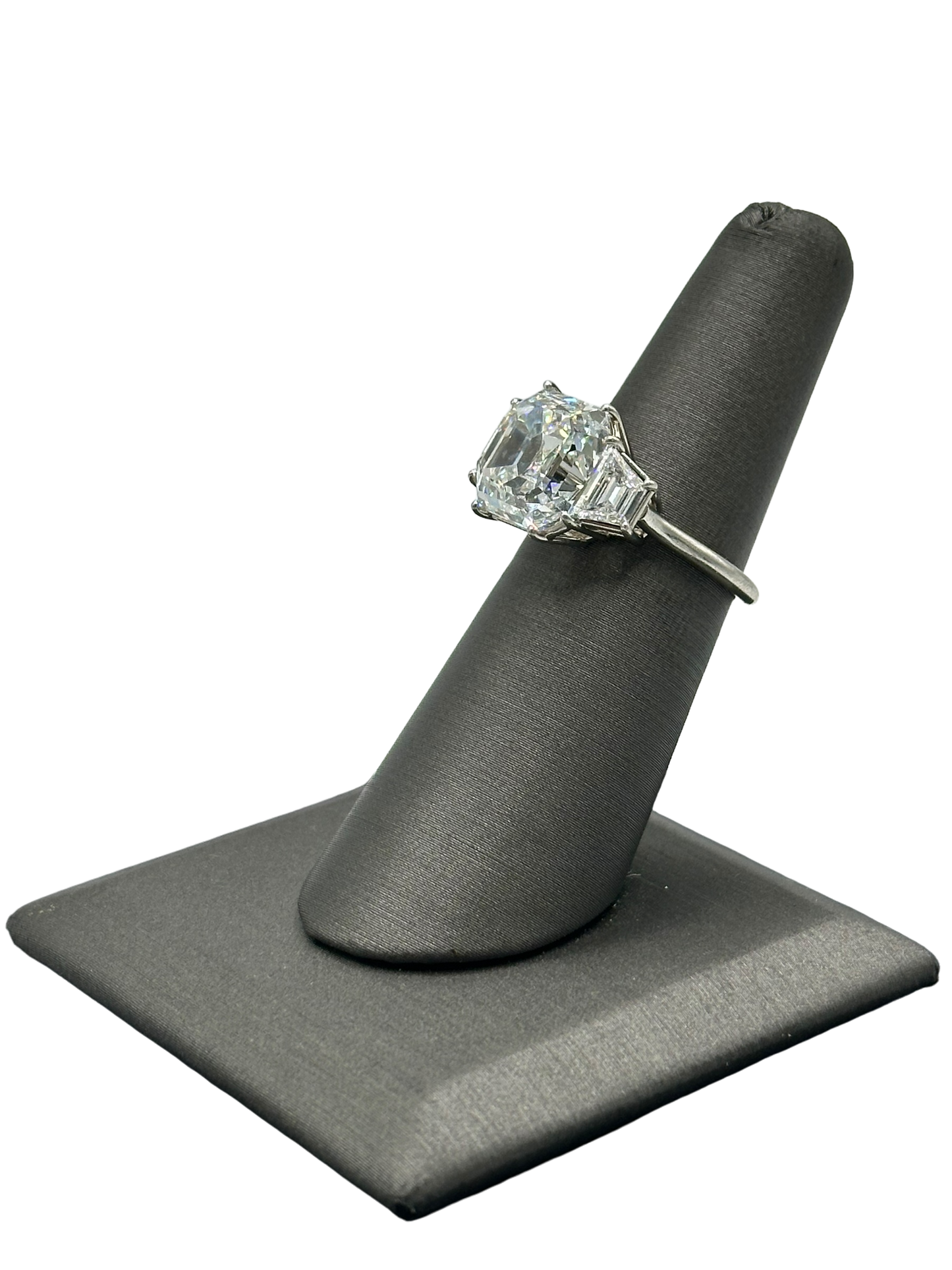 Asscher Cut Diamond Ring With Trapezoid Cut Diamonds