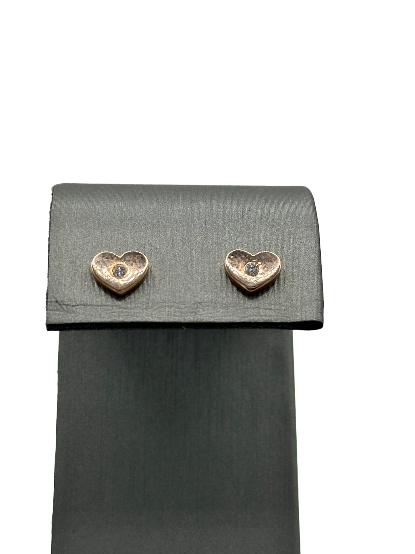 Hear Shaped Studs With Diamond Center