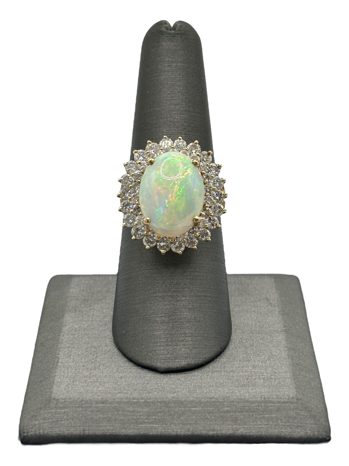 Crystal Opal Ring With Diamonds