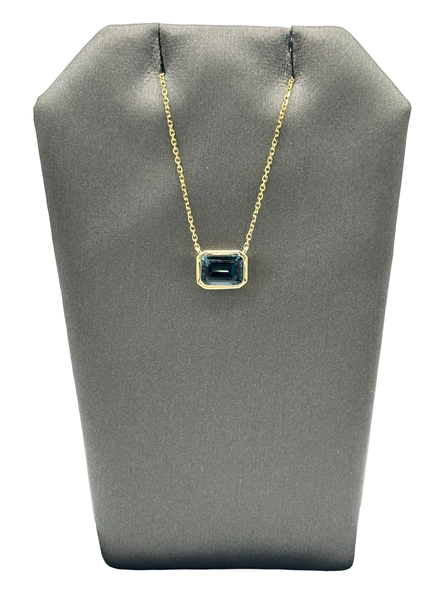 Emerald Cut London Blue Topaz Pendant