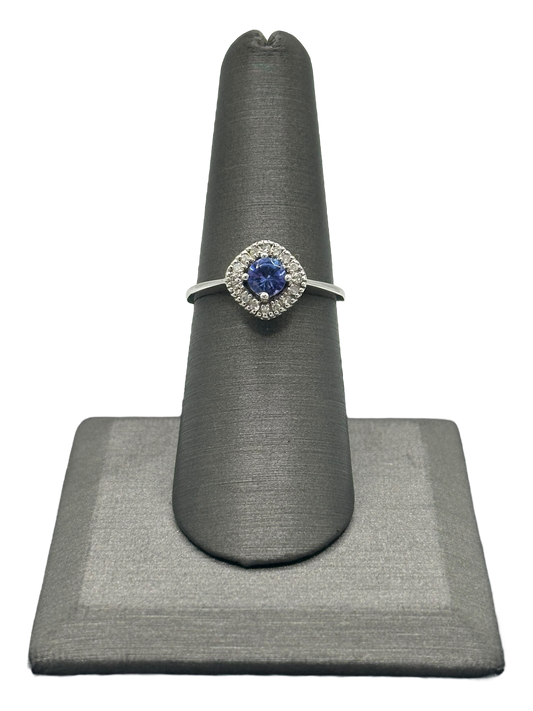 Tanzanite Ring With Diamond Halo