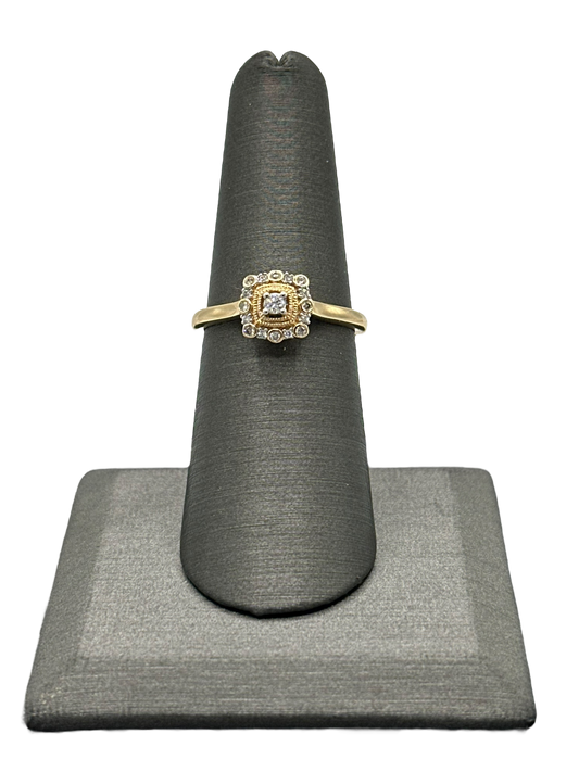 Diamond Ring With Square Diamond Halo