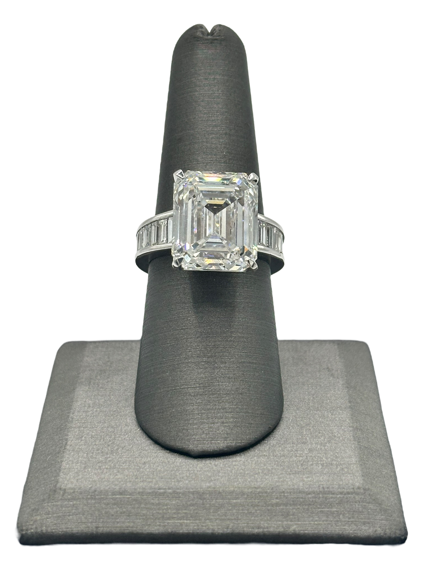 Custom Emerald Cut Diamond Ring With Fitted Emerald Cut Diamond Band