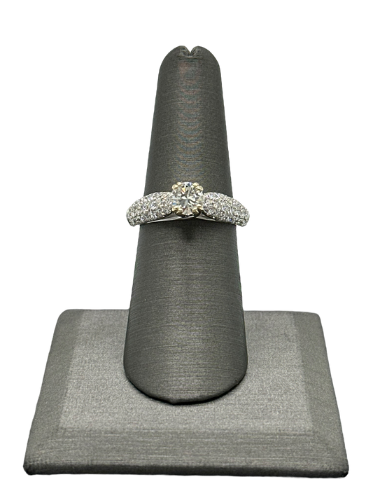 Round Brilliant Cut Diamond With Pavé Set Diamonds Down Shank