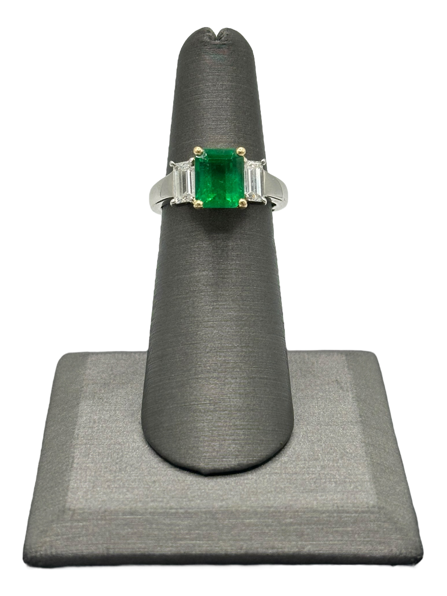 Emerald Cut Brazilian Certified Emerald Ring With Emerald Cut Diamonds