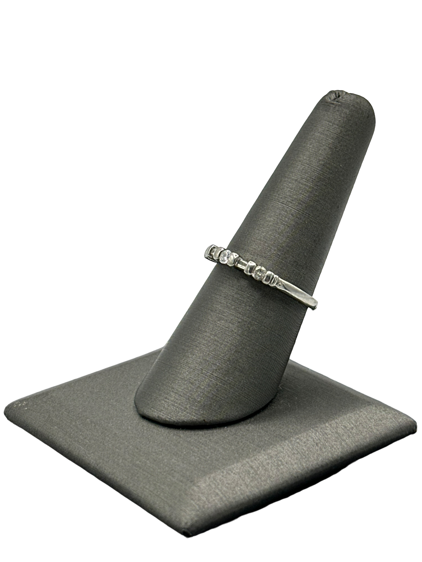 Platinum Round & Baguette Cut Diamond Band