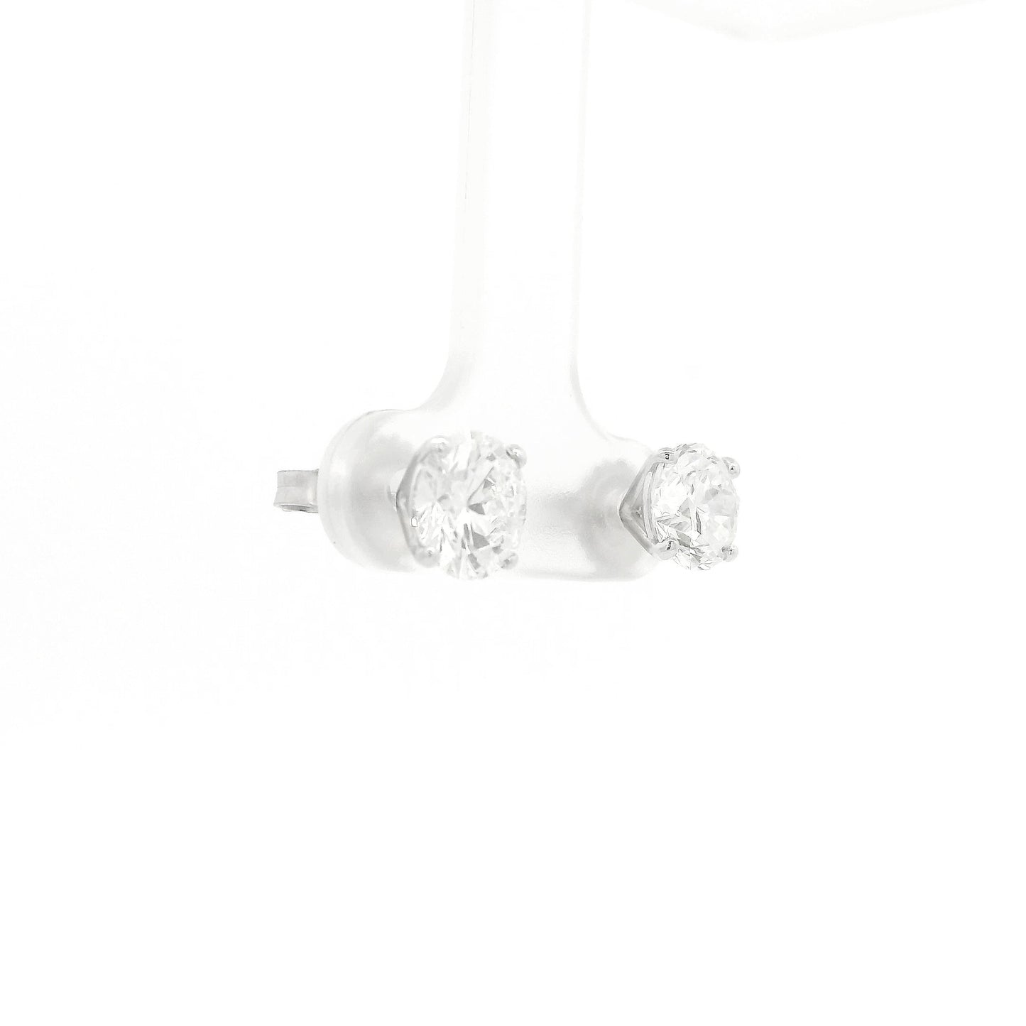 A Pair of White Gold Stud Earrings with 4 prong set round cut natural Diamonds at Forever Rox Fine Jewelry, Lake Tahoes Best Jewelry Store