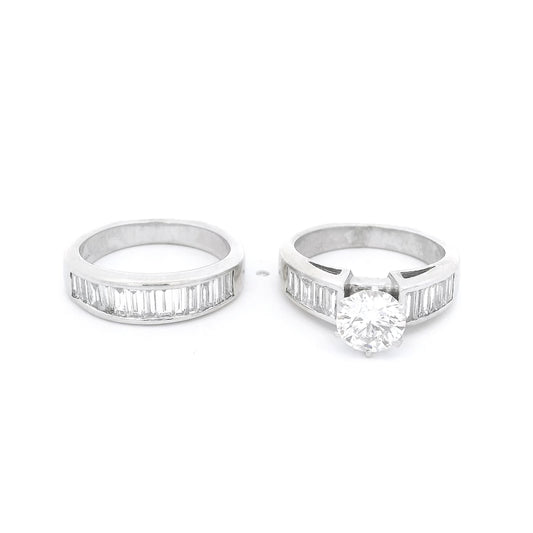 Match diamond wedding band and bridal ring in white gold at Forever Rox Fine Jewelry