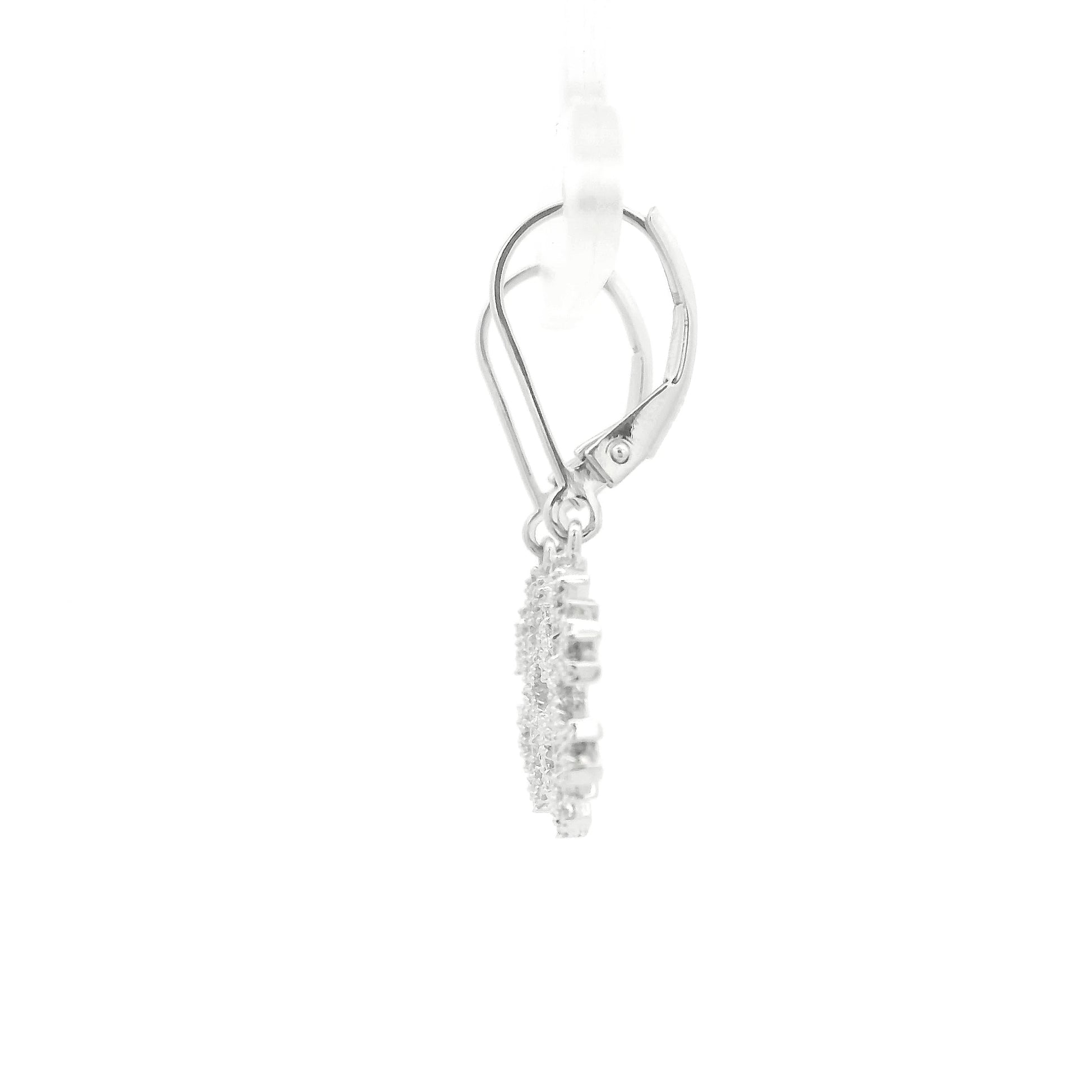 A Pair of White Gold Dangle Earrings natural diamond snowflakes at Forever Rox Fine Jewelry, Lake Tahoes Best Jewelry Store