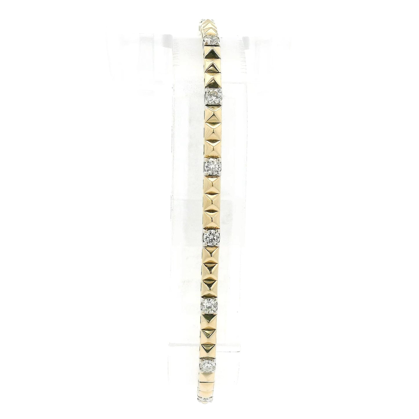 A Yellow Gold Flex Bangle Bracelet with spikes & natural Diamonds at Forever Rox Fine Jewelry, Lake Tahoes Best Jewelry Store