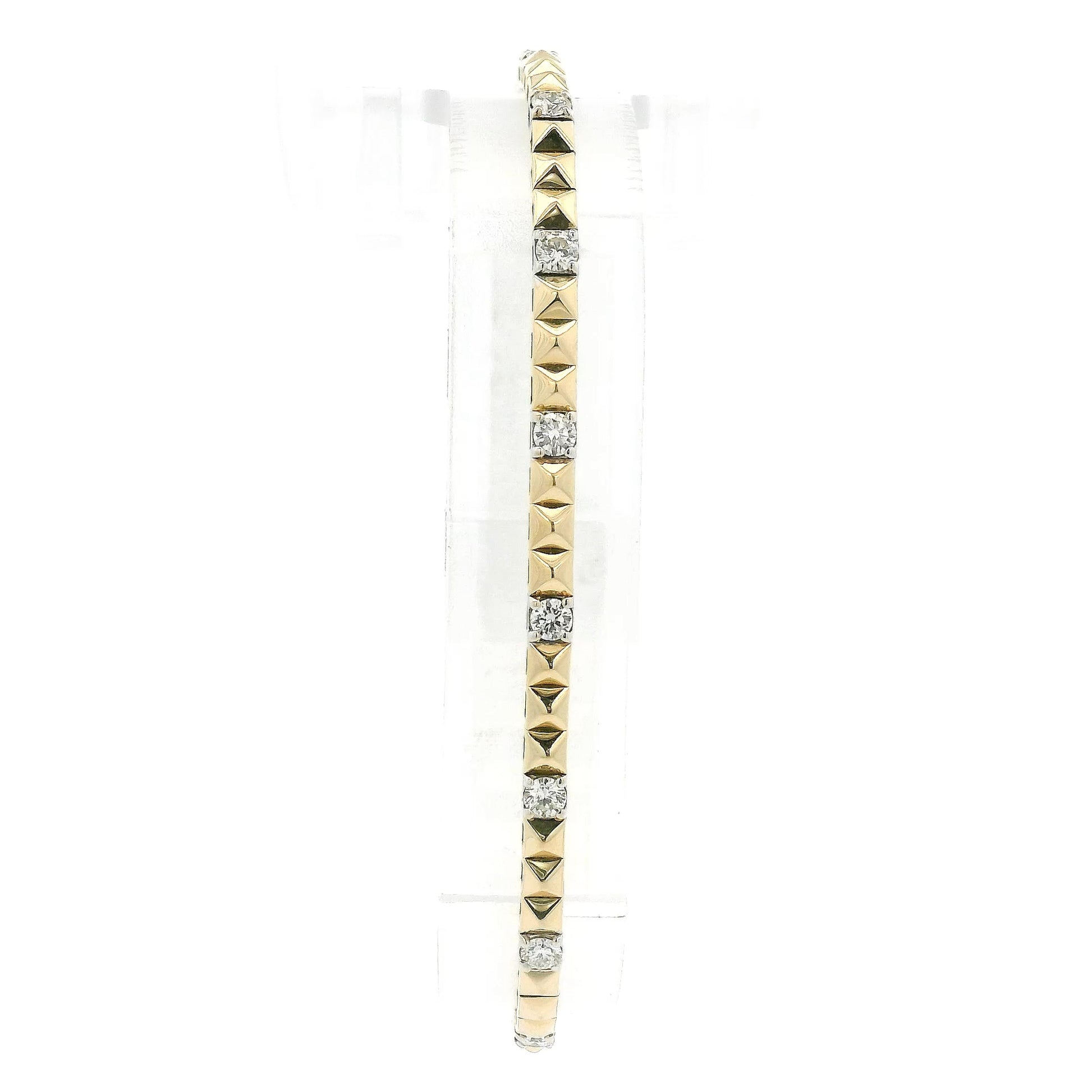 A Yellow Gold Flex Bangle Bracelet with spikes & natural Diamonds at Forever Rox Fine Jewelry, Lake Tahoes Best Jewelry Store