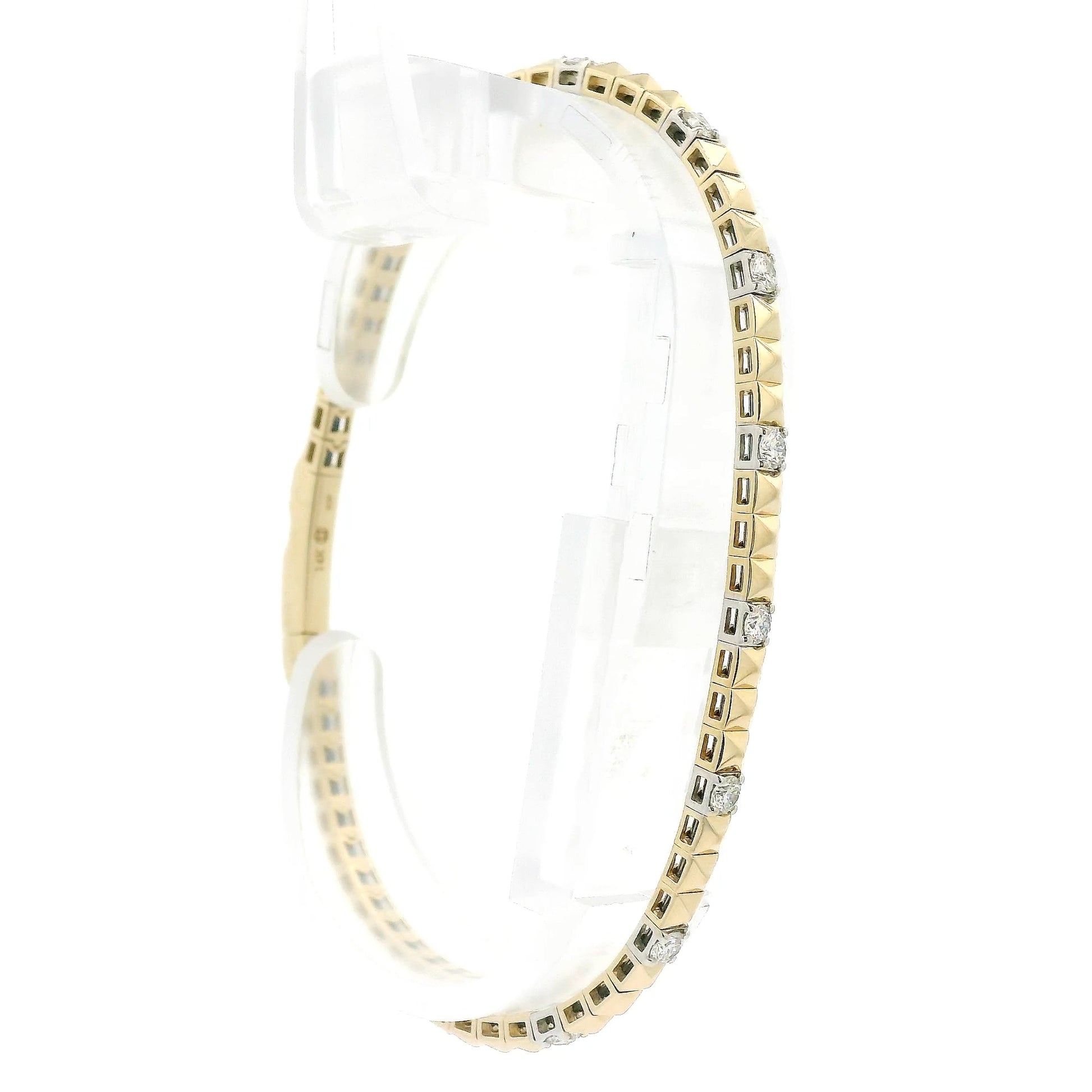 A Yellow Gold Flex Bangle Bracelet with spikes & natural Diamonds at Forever Rox Fine Jewelry, Lake Tahoes Best Jewelry Store