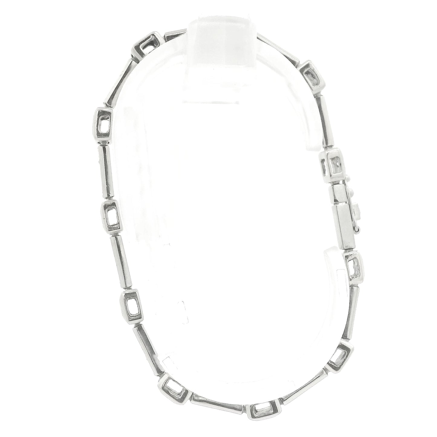 A White Gold diamond tennis bracelet with square bezel set & channel set diamonds at Forever Rox Fine Jewelry, Lake Tahoes Best Jewelry Store